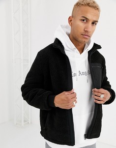 Черная куртка из искусственного меха с нейлоновыми карманами ASOS DESIGN-Черный