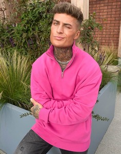 Ярко-розовый oversized-свитшот на короткой молнии ASOS DESIGN