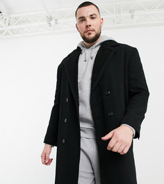 Черное пальто из смесовой шерсти с подкладкой из искусственного меха ASOS DESIGN Plus-Черный