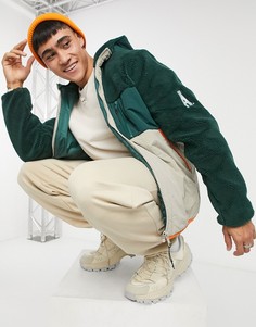 Куртка из искусственного меха с контрастной вставкой зеленого и черного цвета ASOS Actual-Зеленый