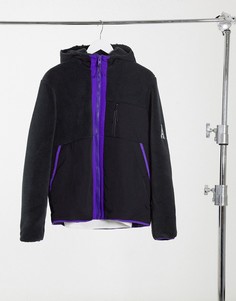 Черная куртка из искусственного меха с контрастной вставкой фиолетового цвета ASOS DESIGN-Фиолетовый