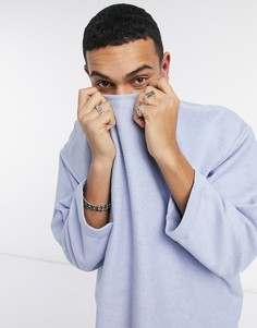 Свитшот в стиле oversized пастельного голубого цвета с неровным вырезом горловины ASOS DESIGN-Голубой