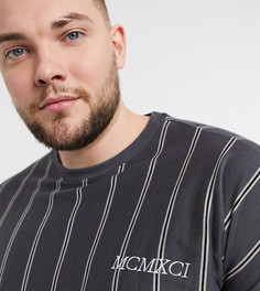 Полосатая футболка темно-серого цвета с вышивкой "MCMXCI" New Look plus-Серый