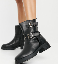 Черные ботинки без застежки ASOS DESIGN Wide Fit Asha-Черный