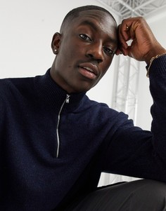 Трикотажный джемпер в стиле oversized с короткой молнией темно-синего цвета ASOS DESIGN-Темно-синий