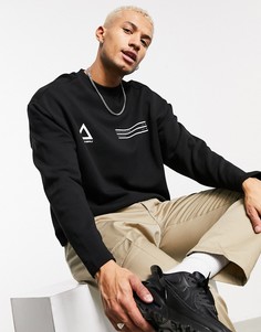 Черный oversized-свитшот с логотипом на груди ASOS Unrvlld Supply