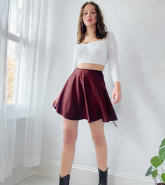 Темно-бордовая атласная мини-юбка с запахом ASOS DESIGN Tall-Красный