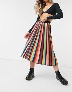 Плиссированная юбка миди в разноцветную полоску Outrageous Fortune-Многоцветный