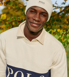 Эксклюзивная кремовая шапка-бини с логотипом Polo Ralph Lauren x ASOS-Кремовый