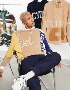 Худи свободного кроя с отделкой со вставками и логотипами ASOS Actual-Многоцветный