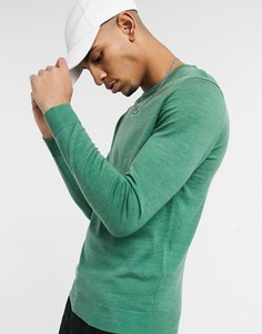 Джемпер с круглым вырезом из мериносовой шерсти Selected Homme-Зеленый
