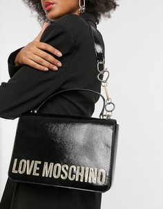 Черная сумка на плечо со звездой, сердцем и пацификом Love Moschino-Черный
