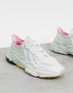 Белые кроссовки с серебристыми и розовыми вставками adidas Originals Ozweego 3-D-Белый