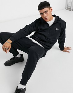 Черное худи с молнией до середины груди Nike Club-Черный