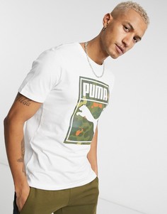 Белая футболка с камуфляжным логотипом на груди Puma Classics-Белый