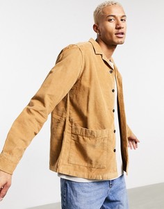 Вельветовая рубашка навыпуск табачного цвета ASOS DESIGN-Коричневый