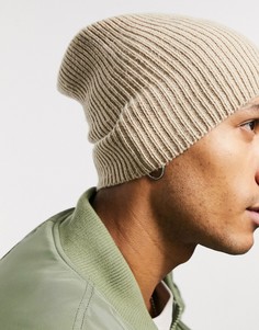 Светло-бежевая шапка-бини с напуском ASOS DESIGN-Белый