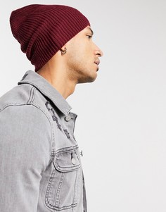 Бордовая шапка-бини с напуском ASOS DESIGN-Красный