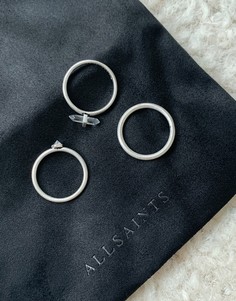 Серебристые кольца с кристаллами AllSaints-Серебристый