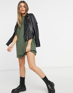 Платье-футболка цвета хаки ASOS DESIGN-Зеленый