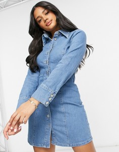 Голубое облегающее джинсовое платье-рубашка мини ASOS DESIGN Hourglass-Голубой