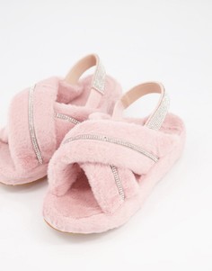 Нежно-розовые слиперы с отделкой стразами Public Desire Babygirl-Розовый