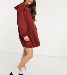 Темно-бордовое платье-свитшот мини с капюшоном ASOS DESIGN Maternity-Красный