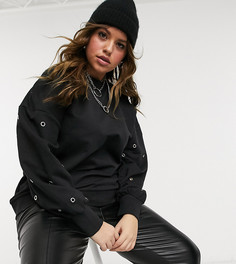 Черный свитер с объемными рукавами и люверсами Violet Romance Curve