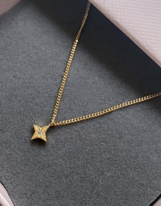 Позолоченное ожерелье из стерлингового серебра с подвеской в виде гравированной звезды Astrid & Miyu-Золотистый