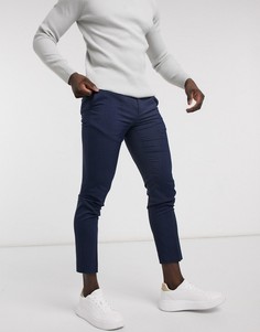 Темно-синие брюки скинни в клетку Burton Menswear-Темно-синий