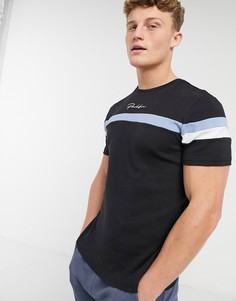 Черная футболка в стиле колор блок River Island-Черный
