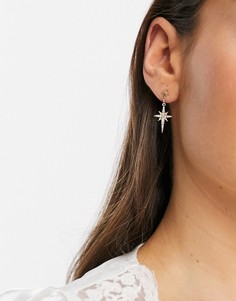 Золотистые серьги-подвески со звездочками Monki Carly-Золотистый
