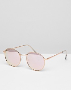 Золотисто-розовые круглые солнцезащитные очки Glamorous-Золотой