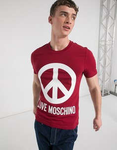 Серая футболка с принтом пацифика Love Moschino-Красный