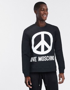 Свитшот с круглым вырезом и логотипом Love Moschino-Черный