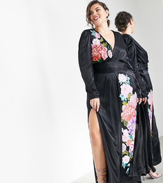 Платье макси с вышивкой ASOS EDITION Curve-Черный