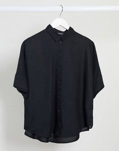 Черная oversized-блузка с короткими рукавами Monki Luca-Черный