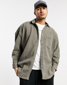 Свободная серая рубашка навыпуск из флиса ASOS DESIGN-Серый