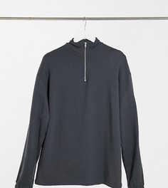 Черный свитшот в стиле oversized с короткой молнией ASOS DESIGN Tall