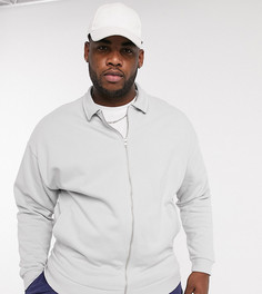 Светло-серая трикотажная oversized-куртка Харрингтон ASOS DESIGN Plus-Серый