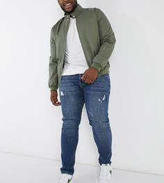 Выбеленные темно-синие джинсы скинни с рваной отделкой ASOS DESIGN Plus-Голубой
