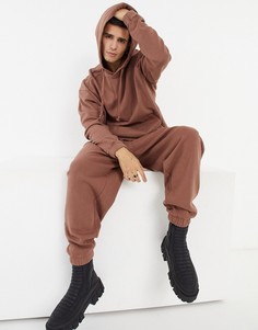 Спортивный костюм в стиле oversized из худи и джоггеров выбеленного коричневого цвета ASOS DESIGN-Коричневый