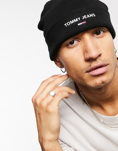 Черная шапка-бини с логотипом Tommy Jeans-Черный