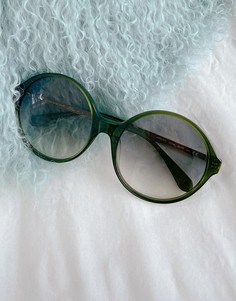 Зеленые круглые солнцезащитные очки Kate Spade-Зеленый