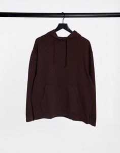Oversized-худи выбеленного коричневого цвета из флиса ASOS DESIGN-Коричневый