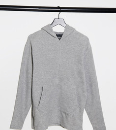 Свободный меланжевый худи из плотного флиса с молниями по бокам ASOS DESIGN Tall-Серый