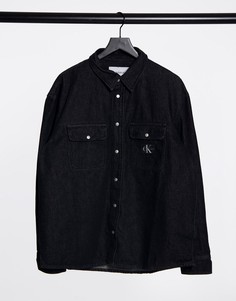 Темная джинсовая рубашка в стиле oversized Calvin Klein Jeans-Черный