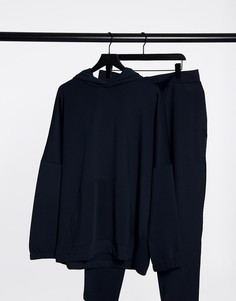 Темно-синий спортивный худи в стиле oversized с заниженной линией плеч от комплекта ASOS DESIGN