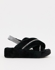 Черные слиперы с отделкой стразами Public Desire Babygirl-Черный