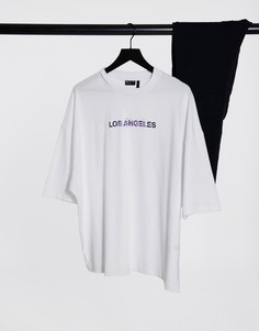 Белая oversized-футболка с принтом ASOS DESIGN-Белый